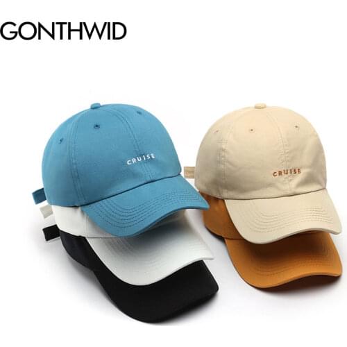 GONTHWID Men Women Embroidery Letter Adjustable Snapback Baseball Cap Hip Hop Harajuku Fashion Cotton Bboy Curved Sun Caps Male