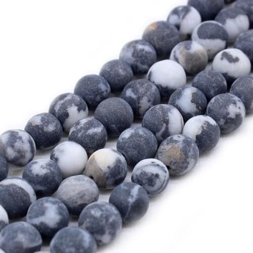 Natural Stone Matte Dull Polish Black White Zebra Jaspers Round Loose Beads For Jewelry Making Bracelet 4 6 8 10 12mm 15