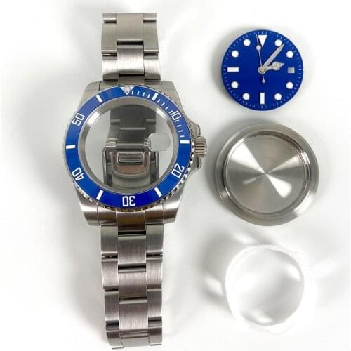 Watch Accessories 40mm Stainless Steel Shell Sapphire Glass Set for Mens Mechanical Watch 8215 2813