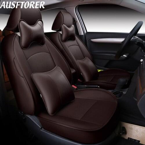 AUSFTORER Automobiles Seat Covers for Fiat Linea Artificial Leather Custom Fit Car Seat Cover Set Accessories Cushion Protectors