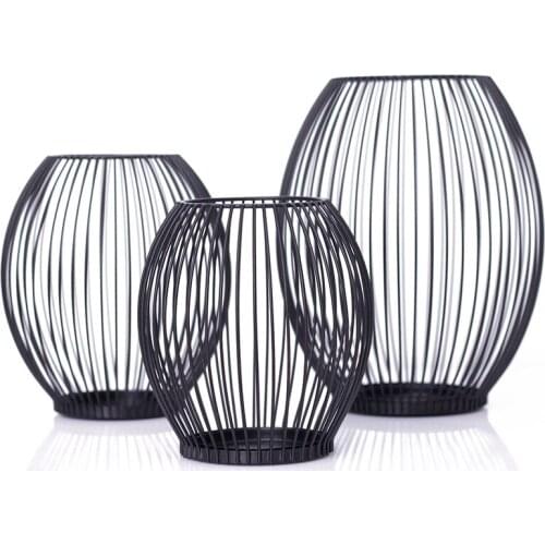 Black Candle Holder Cage Articles Morden Metal Hollow Out Candlestick Hanging Lantern Home Decor Wedding Gifts Christmas