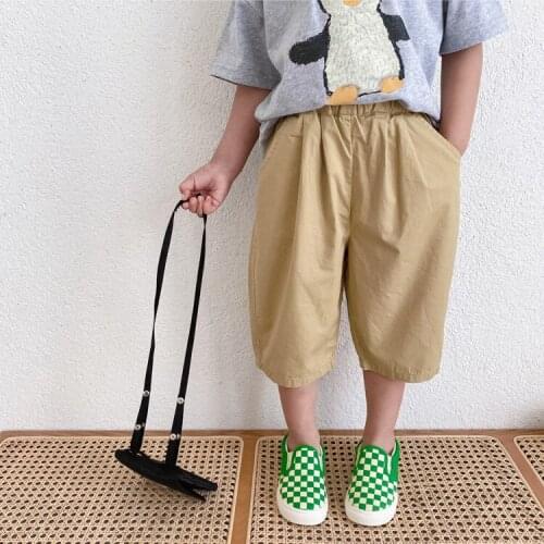 Childrens Shorts Summer New Baby Boys Casual Loose Cotton Shorts Pants Wide Leg Solid Korean Style Shorts for Boy Kids Shrots