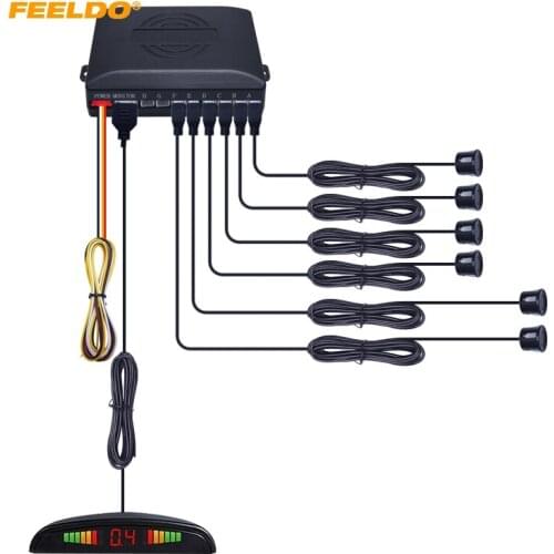 FEELDO Car Front 2 Sensors Rear 2 Sensors Parking Sensor Reverse Aid Backup Radar System With LED Display #HQ889