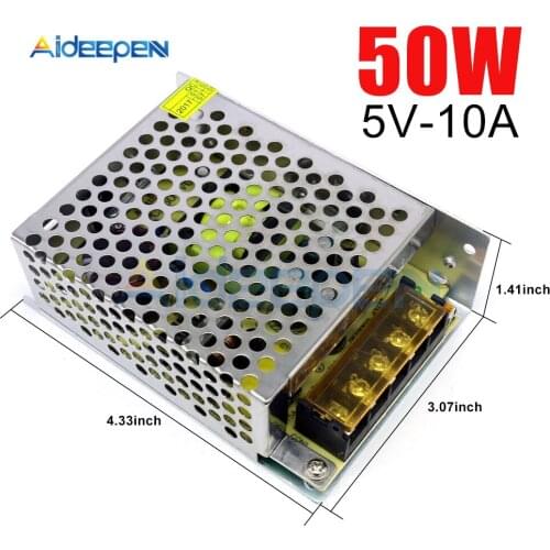 DC 5V 10A 50W Switching Power Adapter 5V 10A 50 Watts Voltage Converter Regulated Switch Power Supply for LED
