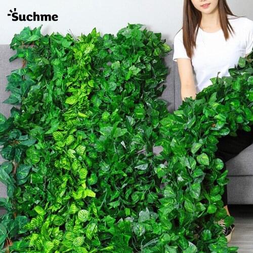 2.4m artificial plants vine leaf plants green grass fake flower grape leaves for family garden party home wedding decoration
