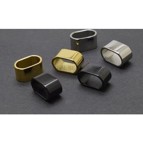 Custom Logo 10pieces Stainless Steel Rectangular Slide Beads for Bracelets Making Spacer Beads for Jewelry DIY Leather Bracelets