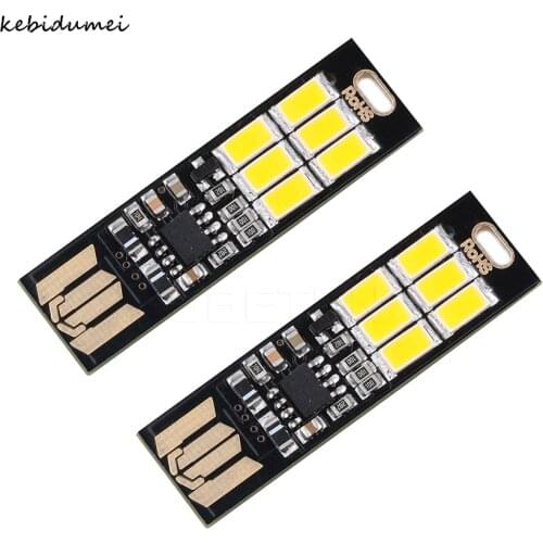 Kebidumei Mini Pocket Card USB Power 6 LED Keychain Night Light 1W 5V Touch Dimmer Warm Light for Power Bank Computer Laptop