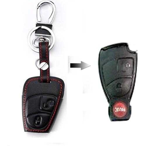 Leather Key Case For Car 3 Buttons For Mercedes Benz C E Ml S Sl Slk Clk Amg Soft Car Key Cover
