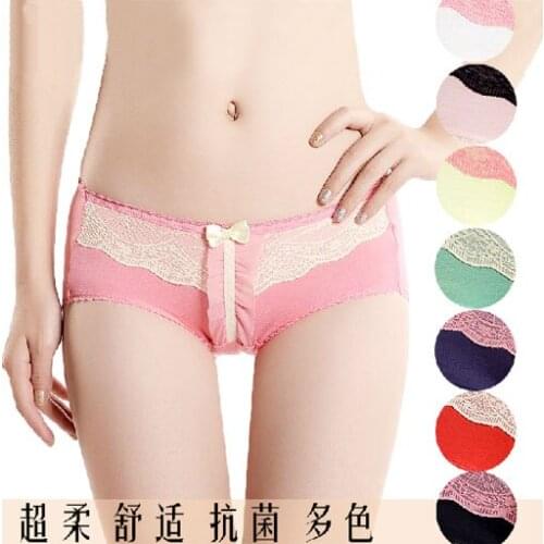 Lace yarn panties bowknot Girls Briefs more than modal soft knickers breathable absorbent underpants women cute underwear female