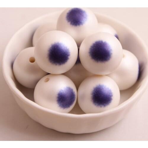 Kwoi Vita New Custom Design 20MM 100pcs Chunky Acrylic Print Purple Flower Beads for Kids Necklace Jewelry