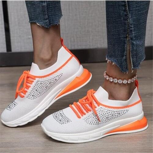 Summer sneakers ladies casual shoes crystal mesh sneakers ladies flat shoes sneakers white sneakers43 sneakers women