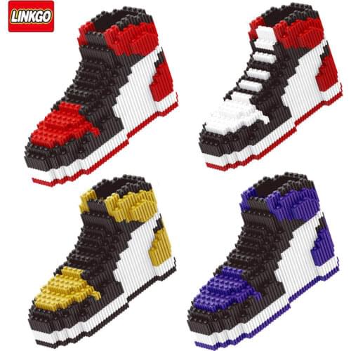 Linkgo Mini Building Block Basketball Shoes Model Legao AJ Sneakers Build-bricks Set DIY Assembly for Kids Gifts Blocks Toy