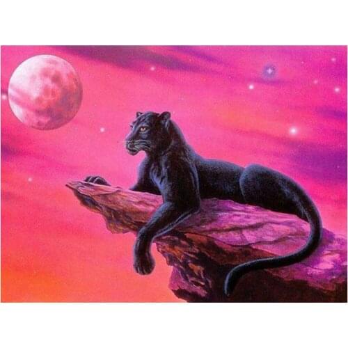 Animal Black Panther DIY 11CT Embroidery Cross Stitch Kits Craft Needlework Set Printed Canvas Cotton Thread Home Room