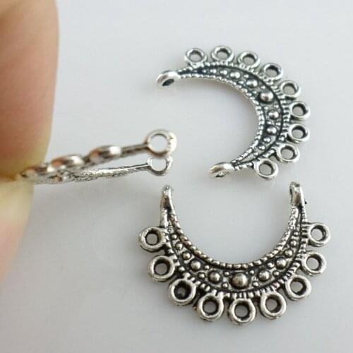 40pcs Tibetan Silver Multi-hole Earring Connectors Bails Pendants 16x21mm Jewelry Findings