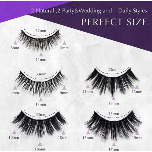 Magnetic False Eyelash Set Nature Long Eyelash Extensions with Magnetic Eyeline Liquid MPwell