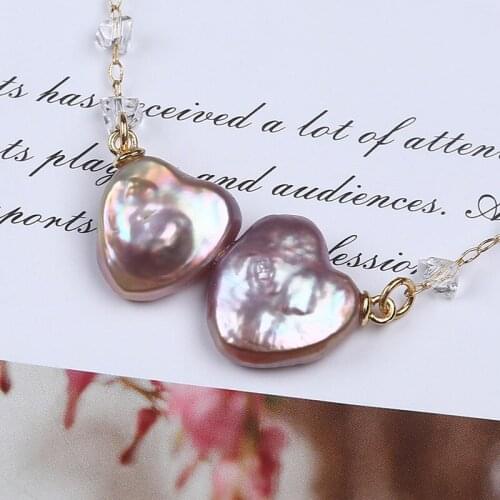 13*15mm Heart Shape Pearl Necklace Irregular Crystal Clear Necklace