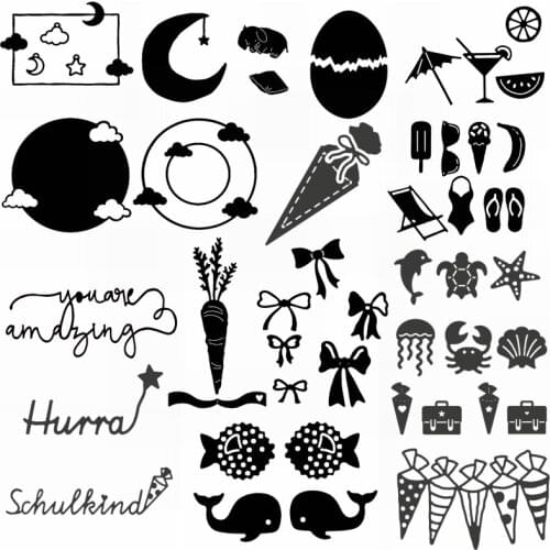 Clouds Moon Egg Sugar Word Summer Drinks Metal Cutting Dies Scrapbook Card Album Make Crafts Stencil New Dies 2020