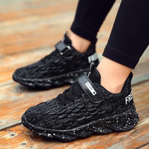 Boys shoes 2020 spring/autumn black mesh breathable shoes big children fashionable sneakers kids non-slip casual shoes size30-40