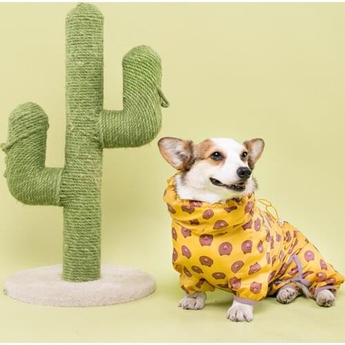 Dog Pet Clothes Raincoat with Reflective Strip Welsh Corgi Waterproof Dog Coat Jumpsuit L-4XL for Medium Large Dogs