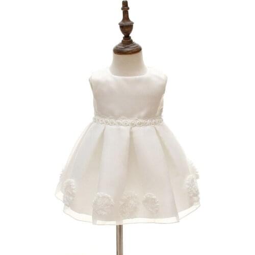 Wholesale 1 Year Girl Baby Birthday Party Wedding Dress Infant Floral Baptism Christmas Frocks Kids Gown W2