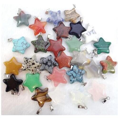 Wholesale fashion Assorted natural stone Unakite Opal Onyx mixed star charms pendants for DIY jewelry making Free Shipping 50pcs