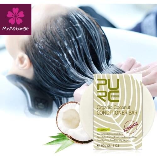 Organic Coconut Conditioner bar Vegan handmade repair damage frizzy hair conditioner