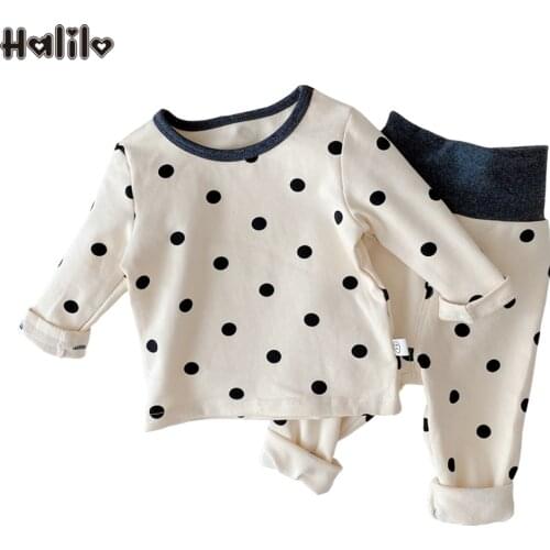 2021 Autumn Winter Girl Sets Cotton Plus Velvet Tops + Pants Two Pieces Infant Clothing Casual Home Wear Kids Outfits
