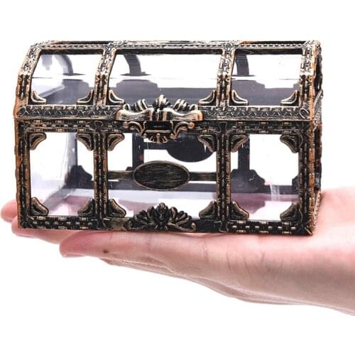 Plastic Money Container Storage Box Toys Transparent Pirate Anime Toys For Children Pirate Crystal Gem Treasure Box Toy Figures