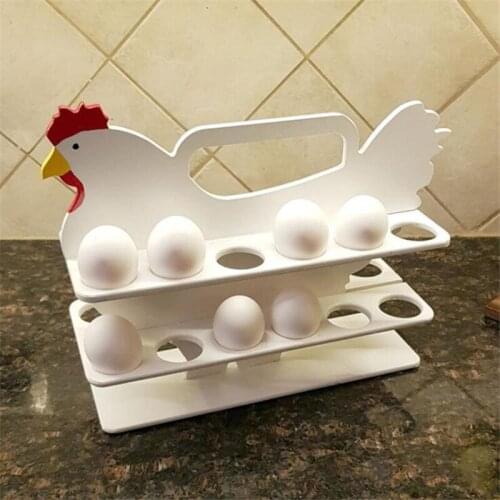 Egg Storage Rack Creative Hen Shaped DIY Wood Kitchen Organizer Tray