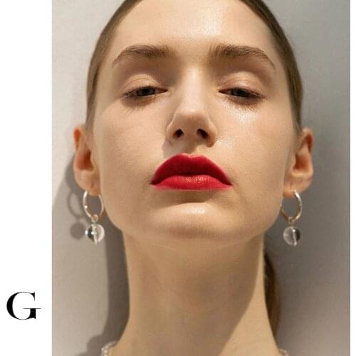 GHIDBK Boho Simple Glass Bead Charm Hoop Earrings Femme Bead and Circle Gold Ring Earring Minimalist Pendant Hoop Summer Jewelry