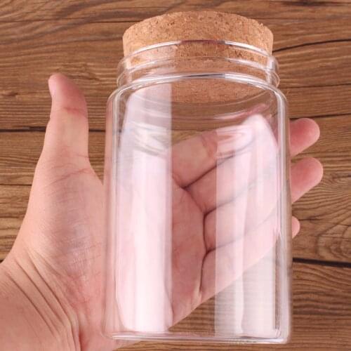 6pcs 78*120*62mm 400ml Transparent Glass Bottles with Cork Stopper Empty Spice Food Nuts Storage Bottles Jars Gift Crafts Vials