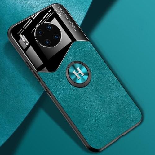 Luxury Shockproof Silicone Car Magnetic Ring Holder PU Leather Phone Case For Huawei Mate 30 20 10 Pro Back Cover Fundas Coque