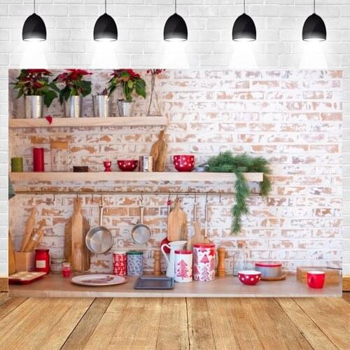 Christmas Backdrops For Photography Kitchen Room Background Photo Studio Baby Portrait Vinyl Polyester Photocall Photozone Decor