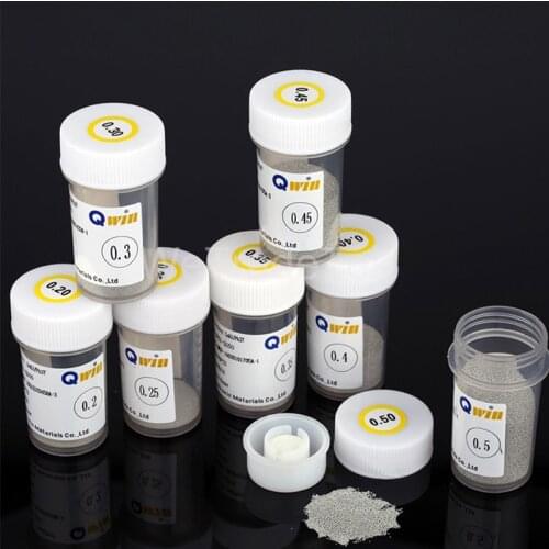 Qwin Leaded BGA Reballing Ball 250K 0.2 0.25 0.3 0.35 0.4 0.45 0.5 0.55 0.6 0.65 0.7mm Solder Ball for IC Chip BGA Rework Repair