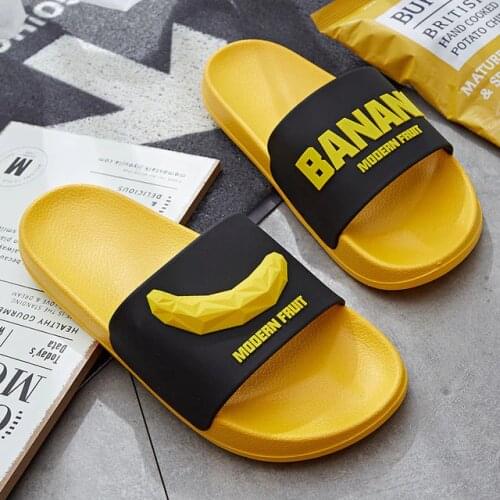 Home Indoor Slippers Men Cute Fruit Fashion House Slides Bathroom Shower Non Slip Male Shoes Thick Flat Heel Soft Comfortable