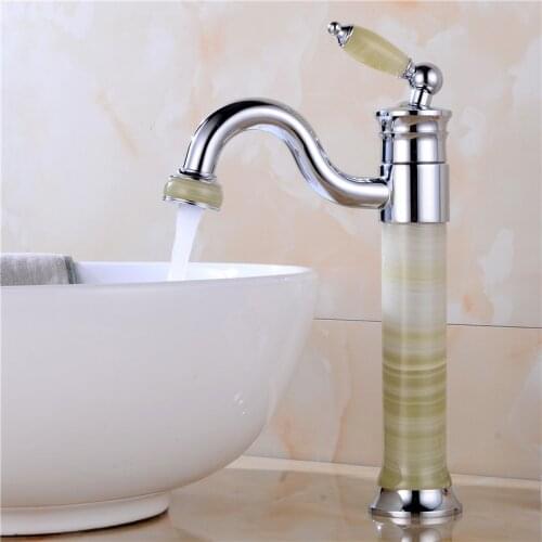 Basin Faucets Chrome Brass & Jade Sink Mixer Taps Single Lever Hot & Cold Deck Mounted For Bathroom Lavatory Useful Gold/Black