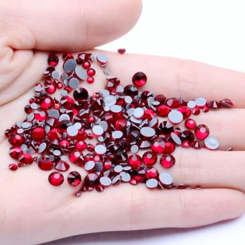 Crystal Hotfix DIY Rhinestones For Nails ss6-ss30 And Mixed Dark Siam Strass Nail Art Glass Stone Glitter Decoration Design
