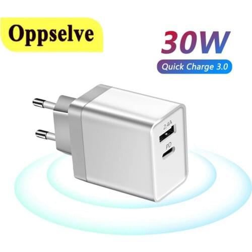 PD Charger 30W USB Type C Fast Charging For iPhone 13 12 AirPods iPad Xiaomi Huawei Mobile Phone QC 3.0 5V Charge Wall Adapter