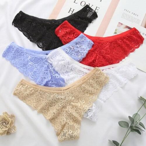 Women Low-Rise G-string Lingerie Panties Lace Womens Lace Underwear Translucent Solid Color Sexy Soft Comfortable Thong