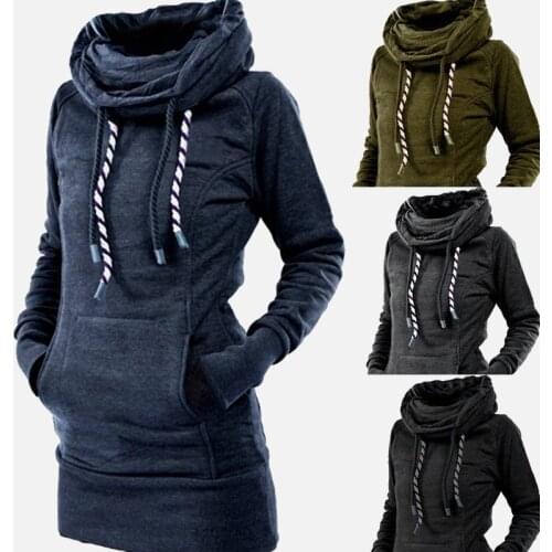 Women Turtleneck Pullover Robe Plain Thick Hoodies Poleron Mujer 2020 Warm Tunic Sweatshirt Embroidered Star Long Hoodie Dress