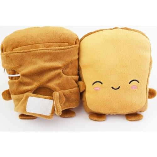 1 pair Womens Cute Toast Bread Embroidery Face Hand Warmer Winter USB Heating Gloves