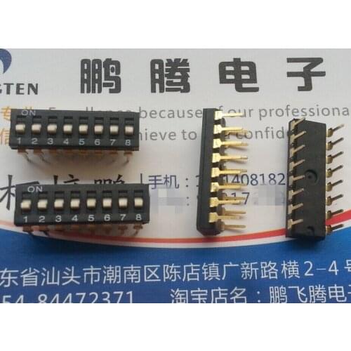 1PCS Original Taiwan-made gold-plated foot dial code switch 8-bit straight plug 2.54mm flat dial code black 8P