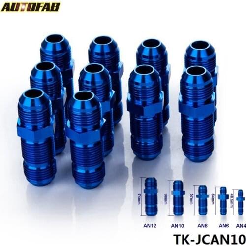 10PCS/LOT 10AN AN10 MALE THREAD STRAIGHT BULKHEAD FLARE BLUE ALUMINUM ANODIZED FITTING AF-JCAN10