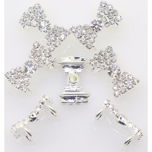 New Fashion 10Pcs/lot 12*20mm Bow diy Jewelry Accessories rhinestones pedestal embellishments caps Decoration For Making