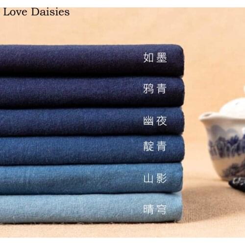 Chinese Traditional Dark Light Handwork Indigo Blue Calico 100% Cotton Fabric for DIY Home Decor Clothing Sashiko Embroidery