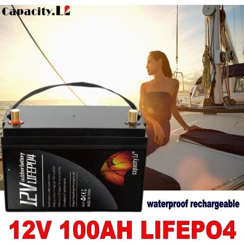 12V100ah Waterproof rechargeable lithium ion battery pack motorboat battery lifepo4 for boat motor towing or yacht