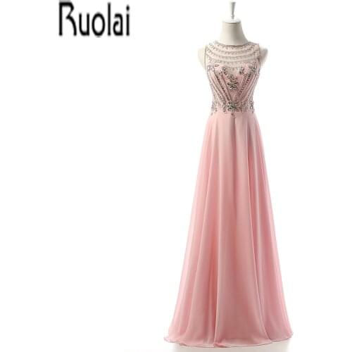 2016 New Arrival Elegant Lace Heavy Beading Crystal Tulle A Line Chiffon Floor Length Custom Made Formal Long Prom Dresses