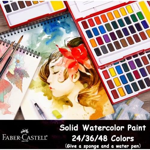 24/36/48 Colors Colorful Solid Watercolor Paint Set Gift Water Brush Pen Sponge Pigment Tye Dye for Artist Drawing Art Supplies