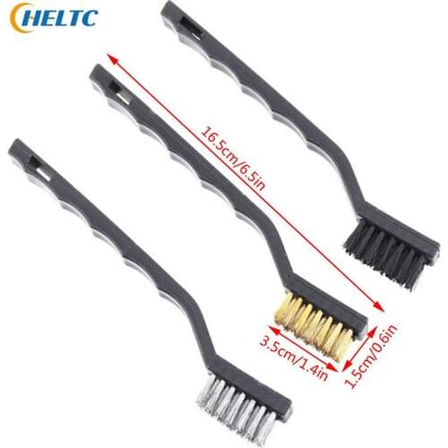 3Pcs/lot Mini Stainless Steel Rust Brush Brass Cleaning Polishing Detail Metal Brush Wire Toothbrush Cleaning Tool