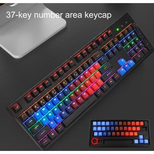 37-Key Blue-Red Gradient Backlight PBT Keycaps Mechanical Keyboard DIY Caps for PC Computer